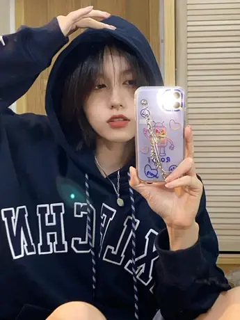 大码潮牌oversize连帽卫衣女韩版显瘦宽松bf慵懒风秋冬加绒外套潮商品大图