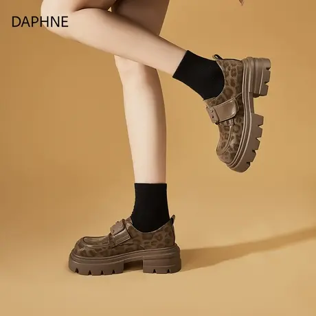 Daphne/达芙妮新款厚底魔术贴乐福鞋英伦风百搭小皮鞋浅口单鞋夏图片