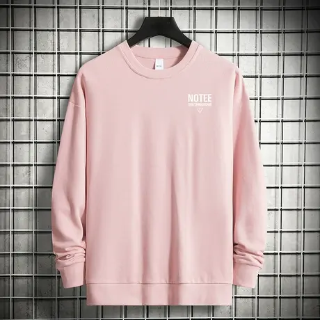 380g重磅纯棉卫衣男2023新款摇粒绒加绒保暖圆领无帽上衣长袖t恤图片