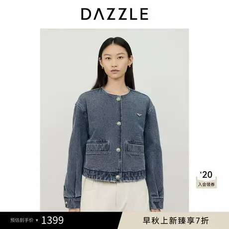 DAZZLE地素 棉服2024冬季新款女装复古摩登牛仔棉服外套商品大图