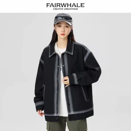 马克华菲美式复古翻领夹克外套女2025新款春秋宽松休闲百搭上衣潮图片