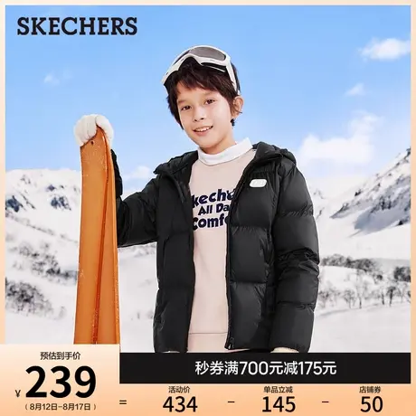 斯凯奇童装秋冬女款中大童羽绒服中长款休闲套头保暖防水外套棉服商品大图