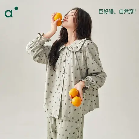 安之伴春秋款睡衣女纯棉长袖甜美娃娃领宽松休闲可外穿家居服套装商品大图