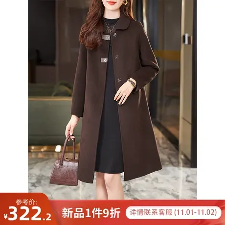 宝诗黎翻领宽松呢子大衣2023秋冬季新款中长高级感羊毛毛呢外套女商品大图