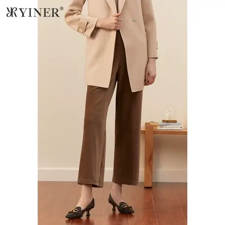 YINER音儿女装冬季简约灯芯绒阔腿休闲裤商品大图