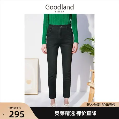 音儿美地女装2022冬季新款显瘦紧身烟管裤高腰暖姜绒牛仔裤图片