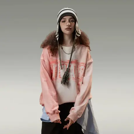 YEP新款宽松卫衣美式复古别致小众长袖上衣圆领女士外套时尚洋气商品大图