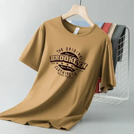 莫代尔冰丝t恤男士短袖夏季潮流圆领半袖上衣服凉感透气速干体恤商品大图