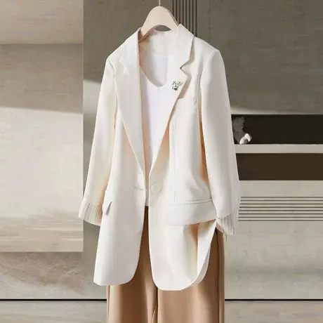 时尚气质七分袖西装外套2023年夏季新款女简约温柔百搭上班族上衣图片
