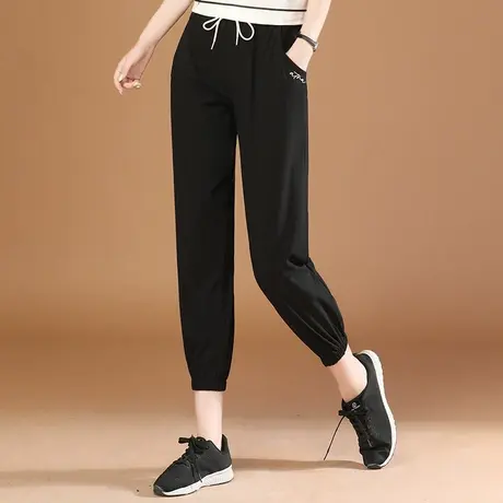 韩潮袭人松紧腰九分休闲裤女2023夏季新款宽松百搭束脚裤运动裤薄图片
