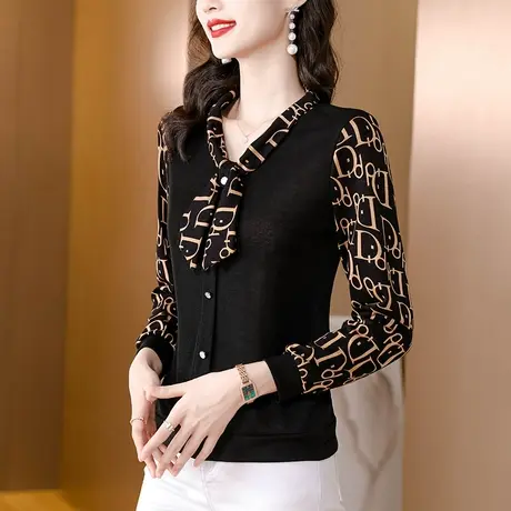 加绒打底衫女春秋冬新款独特上衣超好看减龄洋气加厚内搭长袖t恤商品大图