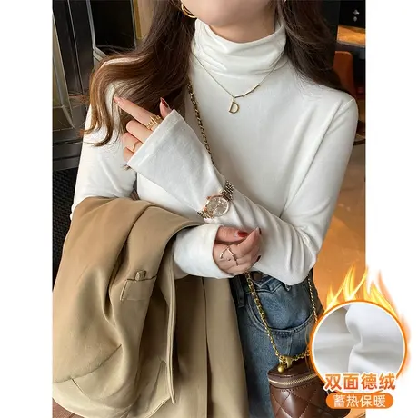 半高领打底衫女秋冬2024新款长袖漂亮洋气小衫加厚内搭德绒上衣潮商品大图