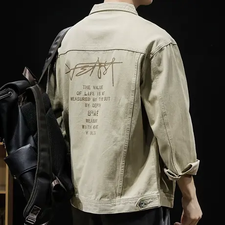 纯棉牛仔外套男春秋宽松ins潮休闲百搭胖子大码夹克加肥加大秋季图片