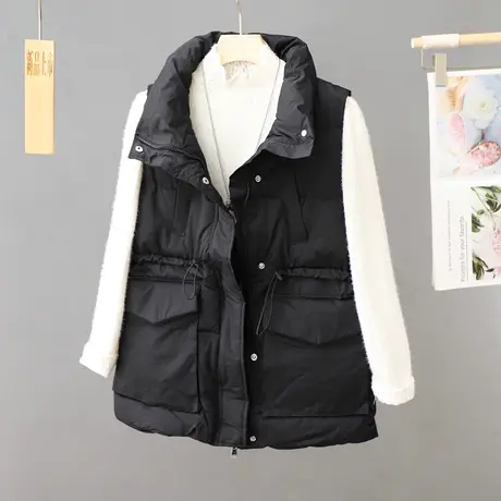 大码宽松棉马夹秋冬新款女装遮肉显瘦背心坎肩外搭马甲女无袖棉服图片