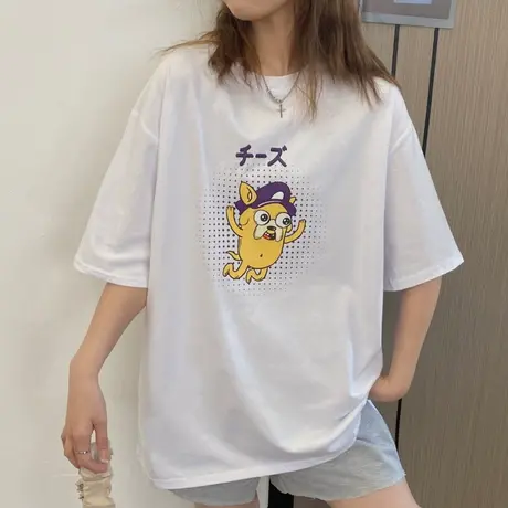 欧美风短袖t恤女夏季宽松韩版纯棉半袖设计感小众辣妹上衣服ins潮商品大图