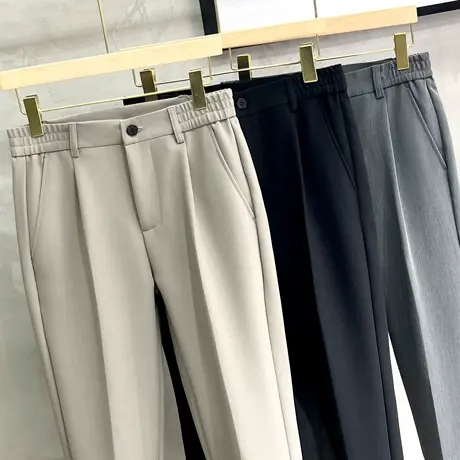 直筒休闲裤男夏季商务长裤子韩版潮流修身九分裤男士西裤春秋冬款图片