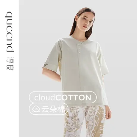 淳度新中式国风睡衣女纯棉东方白鹳绣花高级感短袖长裤家居服套装商品大图