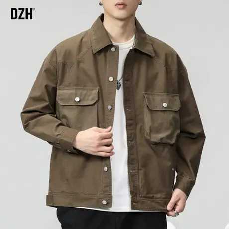 男生纯棉工装外套男秋季宽松潮高级感休闲夹克男款2024年新款上衣商品大图