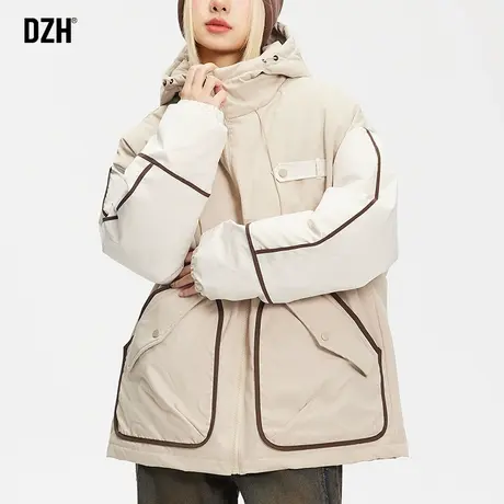 情侣工装棉衣外套冬季加厚潮牌休闲连帽棉袄2024新款棉服男款宽松商品大图