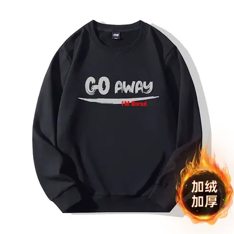 伟臣潮流大码男装加绒加厚圆领卫衣胖子加肥加大宽松肥佬印花上衣商品大图