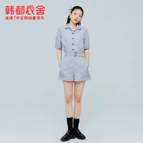 韩都衣舍2021夏装新款女装韩版时尚宽松高腰连体休闲裤PQ0255图片
