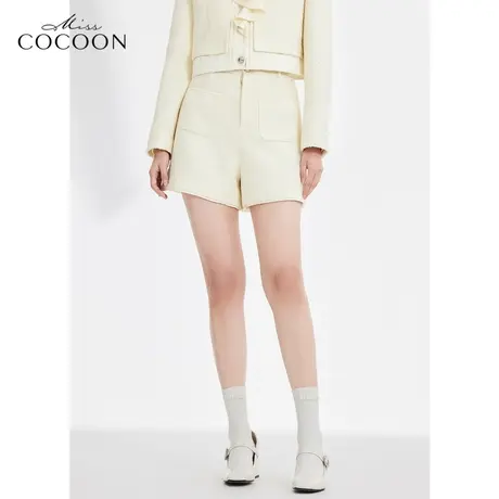 竹意熊趣misscocoon小香风粗花呢短裤女2023新款春季时尚休闲裤子商品大图