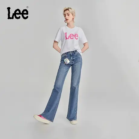 Lee商场同款427标准高腰喇叭蓝色女牛仔裤显瘦LWB100427101-046图片