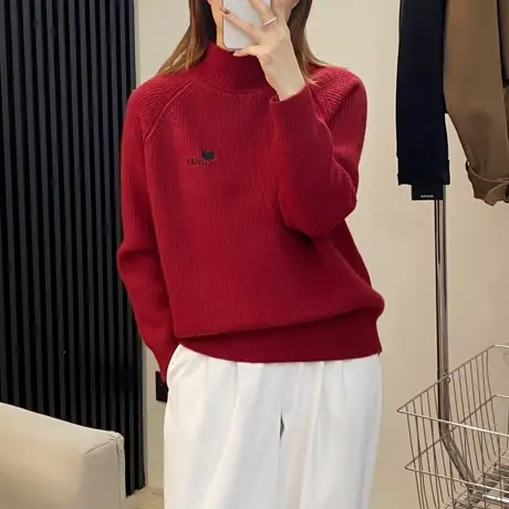 半高领毛衣女秋冬2023新款女装上衣宽松外穿内搭加厚针织打底衫女图片