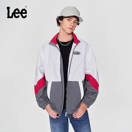 Lee24春季新品舒适版抽绳可调节白色撞色拼接男立领夹克外套潮流图片