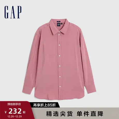 Gap女装早春通勤翻领宽松廓形抽绳长袖衬衫高级休闲上衣792327图片