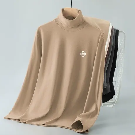 重磅德绒打底衫长袖t恤男秋冬保暖内搭上衣服双面绒高领秋衣小衫图片