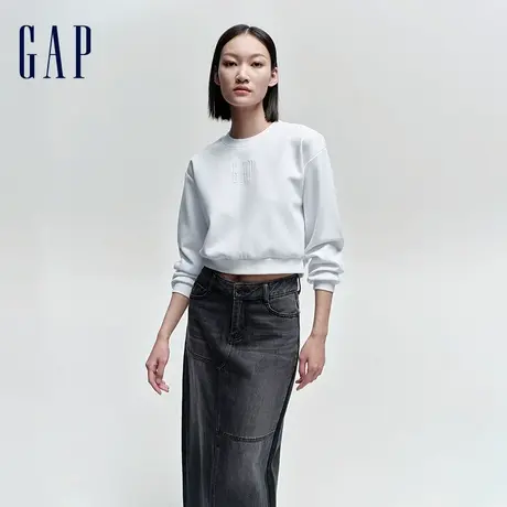 Gap女装春季2024新款LOGO基础款纯色Scuba卫衣时尚圆领上衣874152图片