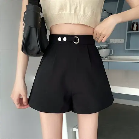 职业西装短裤女2024春夏新款宽松显瘦阔腿裤高腰a字热裤休闲裤子图片