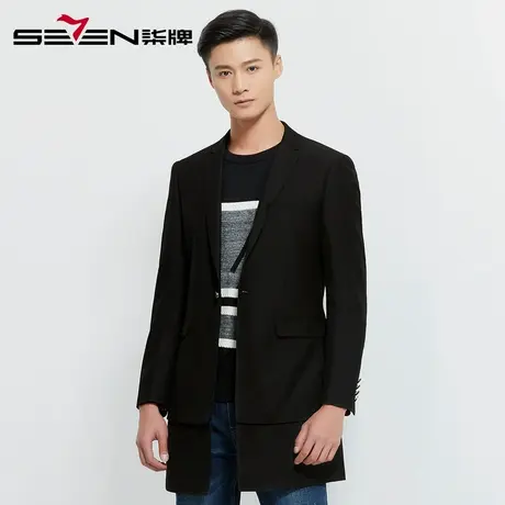 【清仓】柒牌男装休闲中长款可拆卸西装外套时尚春西服优雅单西图片