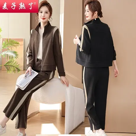 中年妈妈春秋套装时尚洋气卫衣运动服新款中老年女冬季休闲两件套商品大图