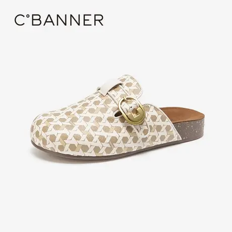 千百度复古印花勃肯鞋夏季新款可外穿凉拖鞋通勤包头拖气质百搭图片