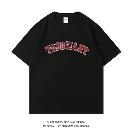 夏季美式街头简约字母印花短袖t恤男港风潮牌学生宽松半袖体恤衫商品大图