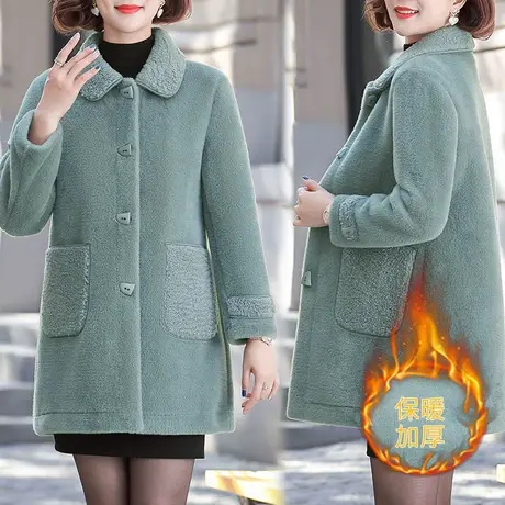 中老年女装秋冬外套中长款金貂绒大衣四五十岁50妈妈冬装毛呢洋气商品大图