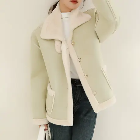 韩潮袭人2023冬季新款冬季新款高级感羊羔毛加绒皮毛一体短外套女图片