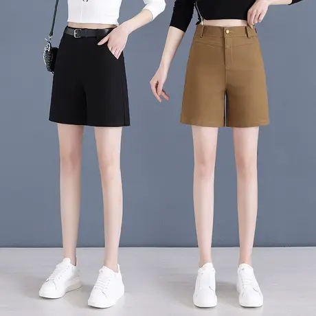 牛仔短裤女春秋高腰显瘦四分裤直筒宽松2023年新款休闲阔腿裤子潮商品大图