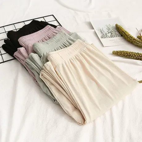 冰丝阔腿裤女夏2021新款高腰垂感薄款雪纺宽松春秋坠感九分直筒裤图片