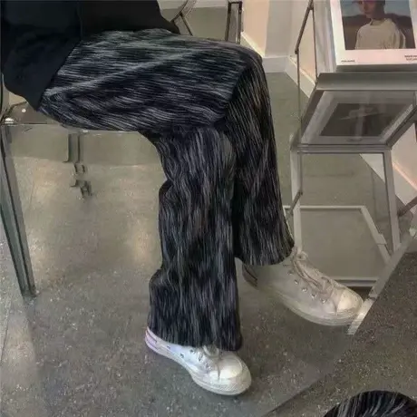 窄版扎染拖地休闲裤女夏季港风薄款小个子宽松垂感百搭冰丝阔腿裤商品大图