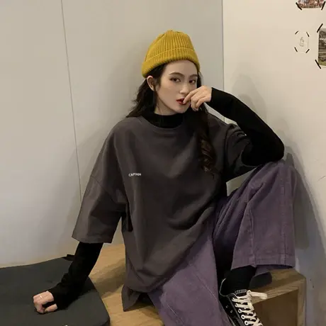 夏季新款小众设计感薄款上衣服别致甜酷白色ins潮宽松短袖T恤女装商品大图