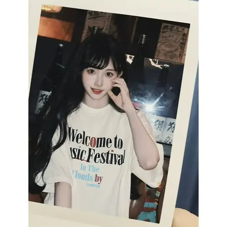 纯棉设计感印花字母短袖t恤女夏季新款小众宽松港风半袖上衣体恤商品大图