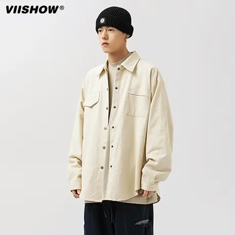 VIISHOW日系cityboy长袖衬衫男款春秋季工装夹克宽松美式外套男商品大图