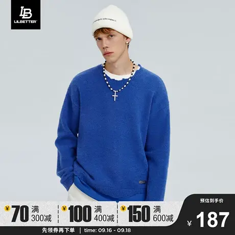 Lilbetter男士毛衣秋冬季高级痞帅针织衫外套圆领潮牌宽松线衣LB商品大图