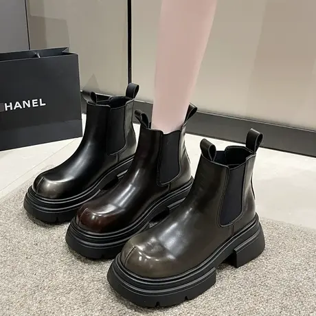 2023年新款英伦风复古做旧大头马丁靴女厚底机车靴切尔西短靴潮图片