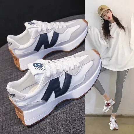 华夫阿甘鞋女2023新款秋季增高小蛮腰女鞋老爹鞋子休闲小白运动鞋图片