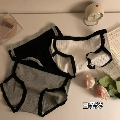 日系少女内裤女2023纯棉质中腰全棉裆棉女学生三角裤简约针织无痕图片