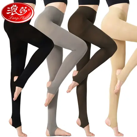浪莎浪莎踩脚打底丝袜女春秋冬季连裤袜女防勾丝天鹅绒中厚脚蹬袜商品大图